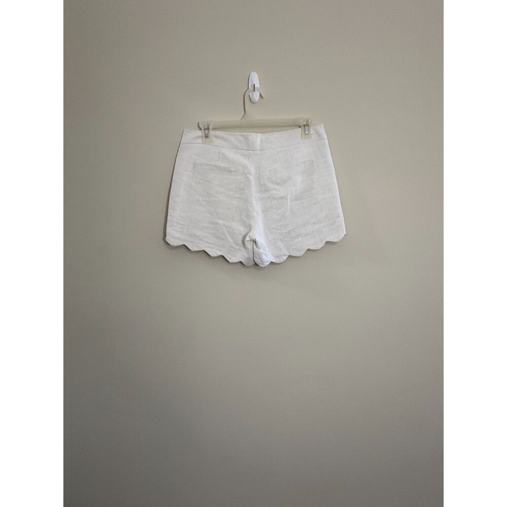 Alice Collection ivory fully lined linen shorts Size 2 scalloped bottom - Picture 2 of 8